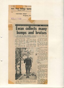 Newspaper cutting about blindness related activities or people