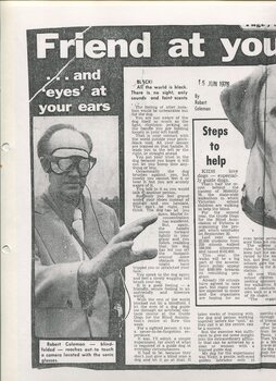 Newspaper cutting about blindness related activities or people