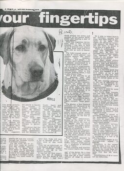 Newspaper cutting about blindness related activities or people