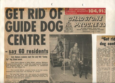 Newspaper cutting about blindness related activities or people