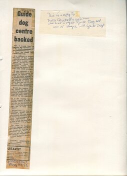 Newspaper cutting about blindness related activities or people