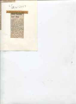 Newspaper cutting about blindness related activities or people