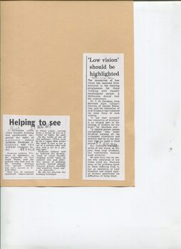 Newspaper cutting about blindness related activities or people