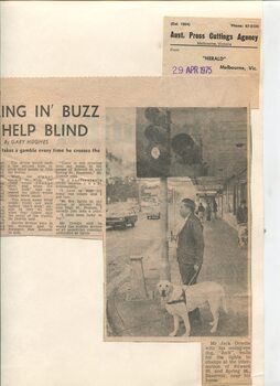 Newspaper cutting about blindness related activities or people