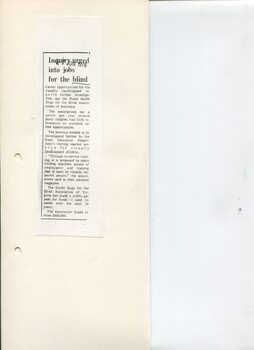 Newspaper cutting about blindness related activities or people