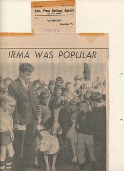 Newspaper cutting about blindness related activities or people