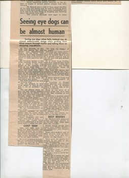 Newspaper cutting about blindness related activities or people