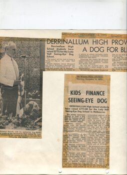 Newspaper cutting about blindness related activities or people