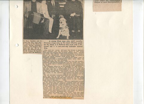 Newspaper cutting about blindness related activities or people