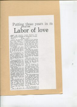 Newspaper cutting about blindness related activities or people