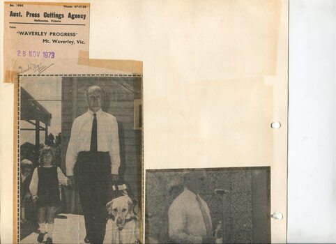 Newspaper cutting about blindness related activities or people