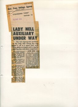 Newspaper cutting about blindness related activities or people