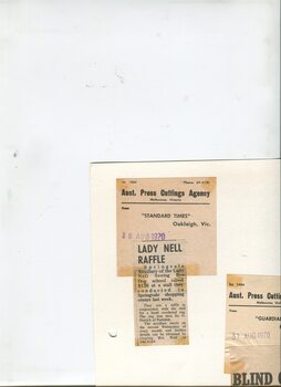 Newspaper cutting about blindness related activities or people