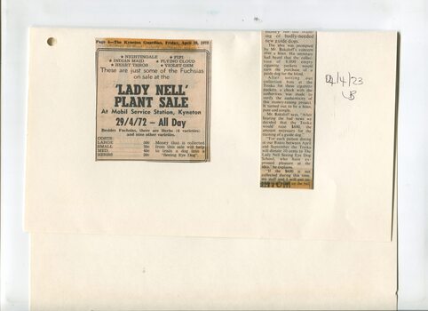 Newspaper cutting about blindness related activities or people