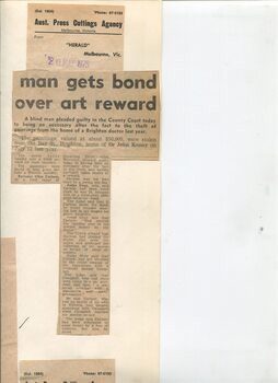Newspaper cutting about blindness related activities or people
