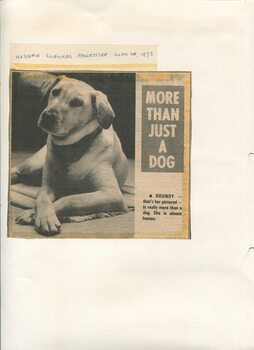Newspaper cutting about blindness related activities or people