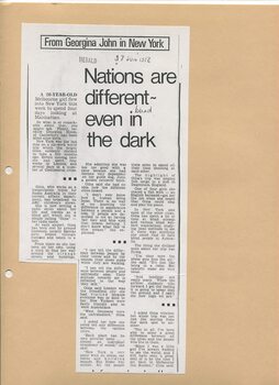 Newspaper cutting about blindness related activities or people