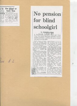 Newspaper cutting about blindness related activities or people