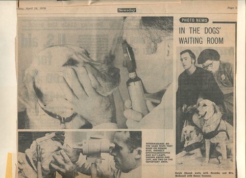 Newspaper cutting about blindness related activities or people