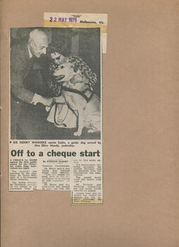 Newspaper cutting about blindness related activities or people