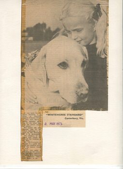 Newspaper cutting about blindness related activities or people