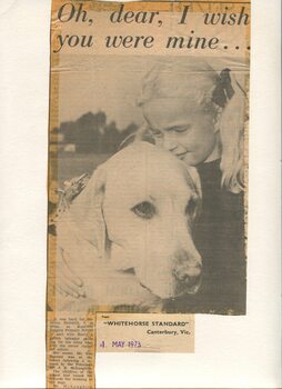 Newspaper cutting about blindness related activities or people