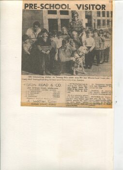 Newspaper cutting about blindness related activities or people
