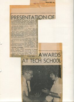 Newspaper cutting about blindness related activities or people