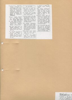 Newspaper cutting about blindness related activities or people