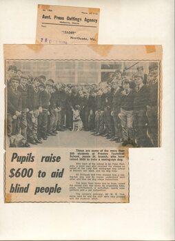 Newspaper cutting about blindness related activities or people