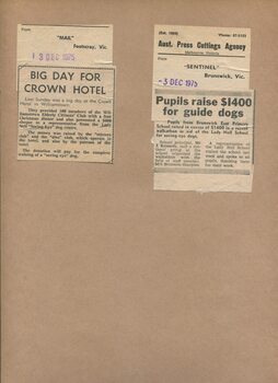 Newspaper cutting about blindness related activities or people