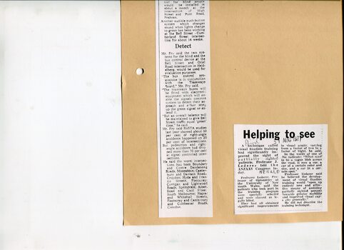 Newspaper cutting about blindness related activities or people