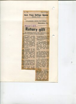 Newspaper cutting about blindness related activities or people