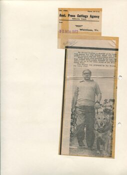 Newspaper cutting about blindness related activities or people