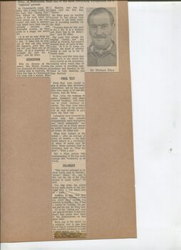 Newspaper cutting about blindness related activities or people