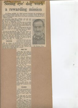 Newspaper cutting about blindness related activities or people