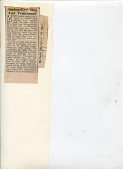 Newspaper cutting about blindness related activities or people