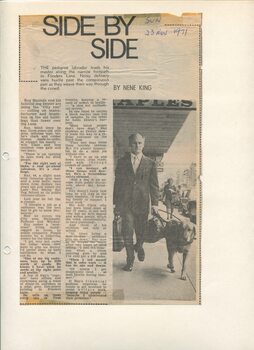 Newspaper cutting about blindness related activities or people