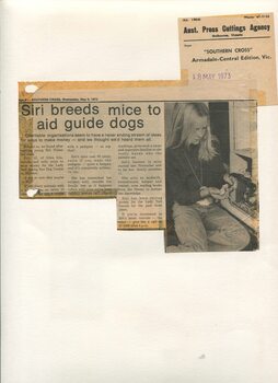 Newspaper cutting about blindness related activities or people