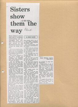 Newspaper cutting about blindness related activities or people