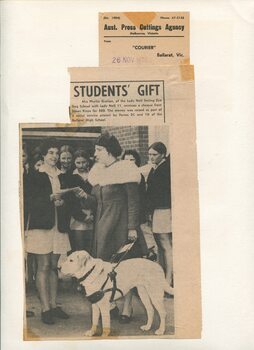 Newspaper cutting about blindness related activities or people