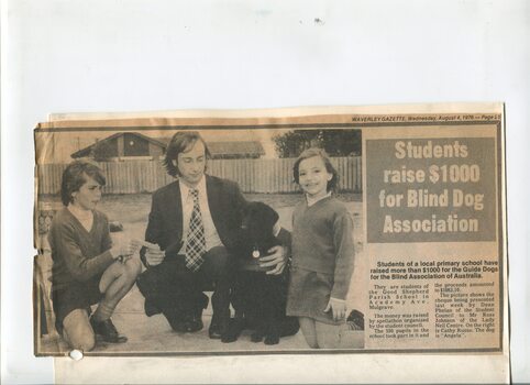 Newspaper cutting about blindness related activities or people