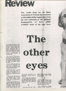 Newspaper cutting about blindness related activities or people