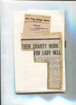 Newspaper cutting about blindness related activities or people