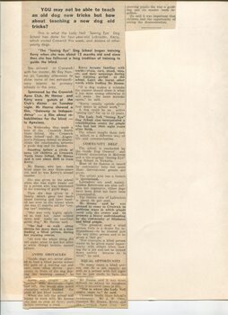 Newspaper cutting about blindness related activities or people