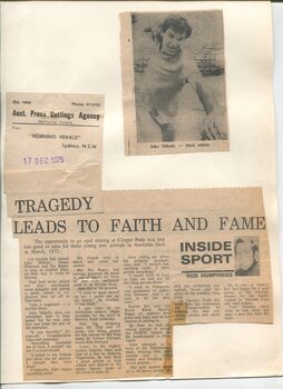 Newspaper cutting about blindness related activities or people