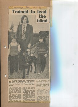 Newspaper cutting about blindness related activities or people