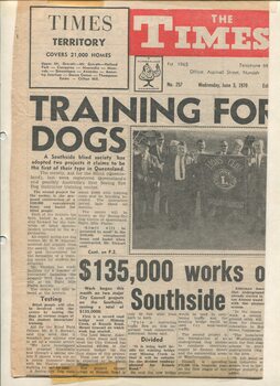 Newspaper cutting about blindness related activities or people