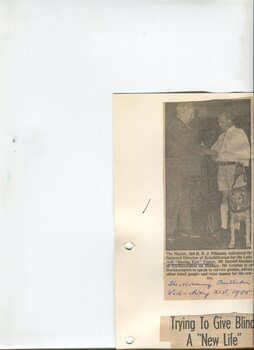 Newspaper cutting about blindness related activities or people