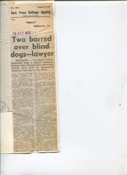Newspaper cutting about blindness related activities or people